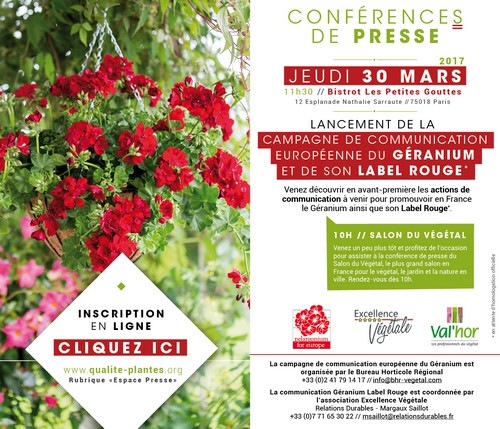 Invitation à la conférence de presse Géraniums le 30 mars 2017